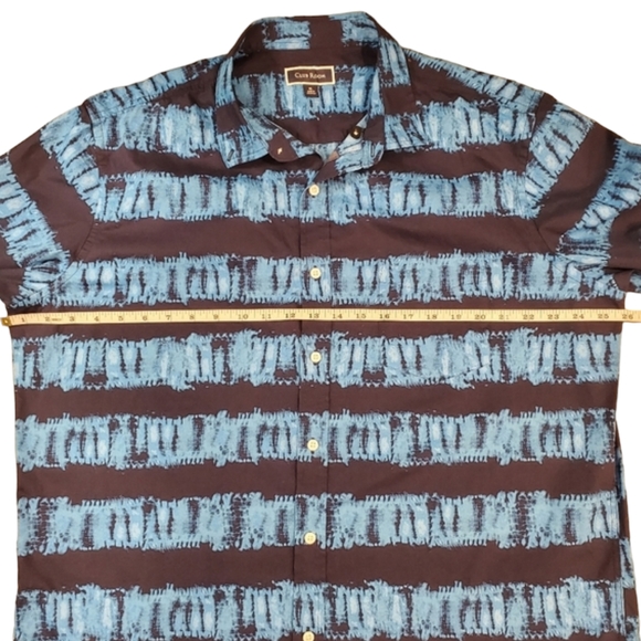 Club Room Button Down Casual Shirt Mens XL Blue Abstract Print Short Sleeve - Picture 6 of 8